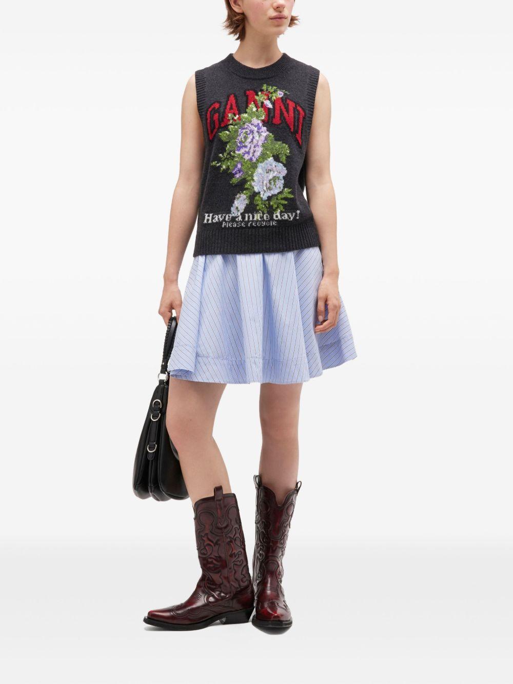 GANNI Gilet in maglia con grafica floreale