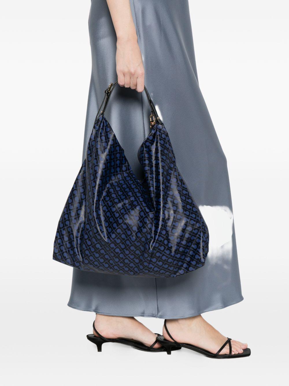 GHERARDINI Borsa a spalla Softy Odissey blu scuro con logo all-over