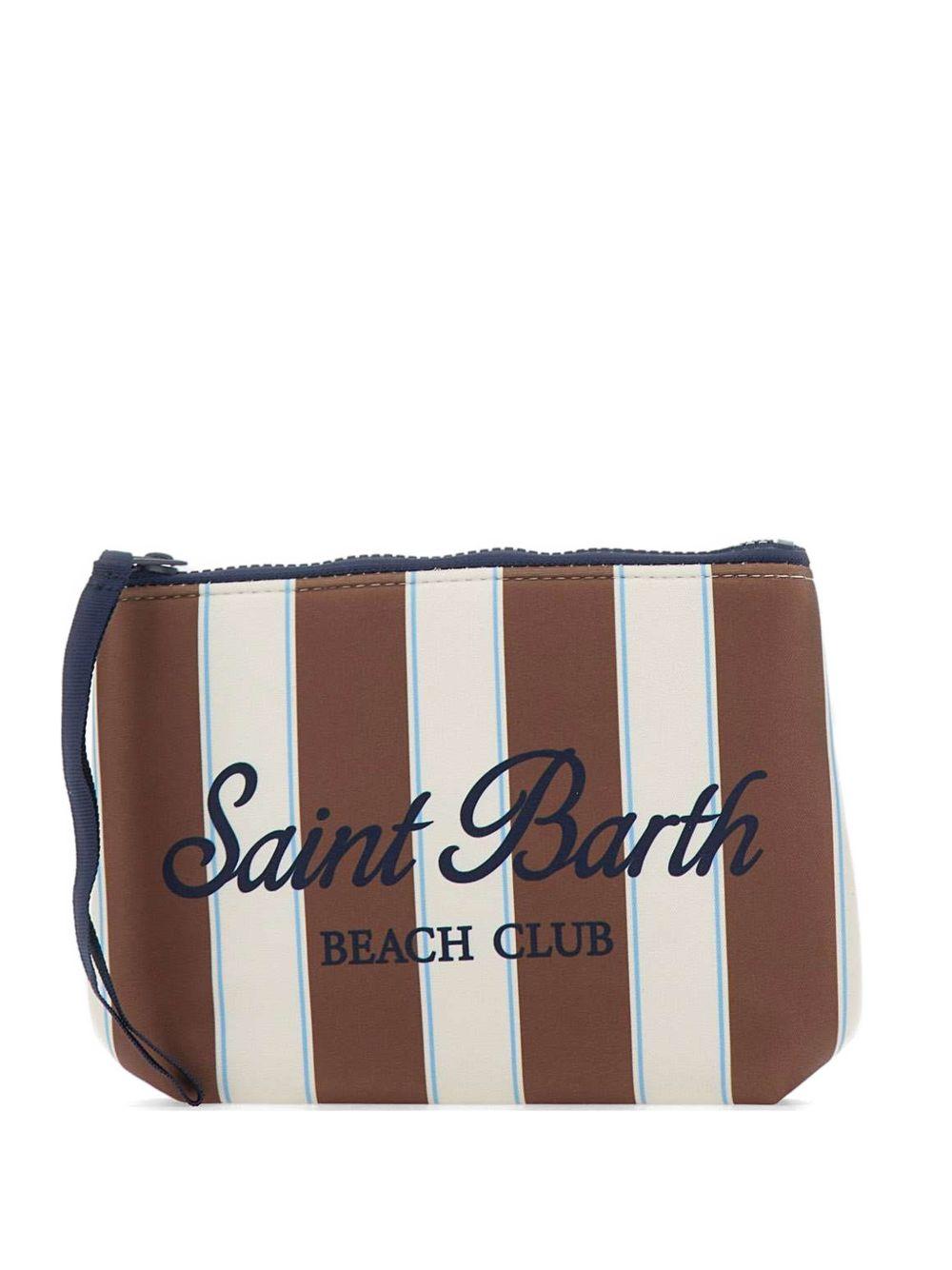 MC2 SAINT BARTH Pochette Aline a righe marroni e panna