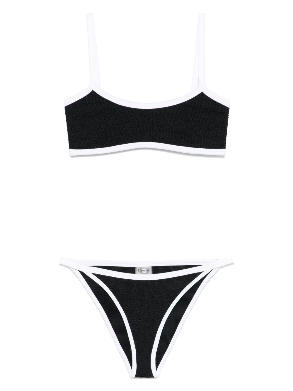 HUNZA G Bikini nero Tyler con rifiniture bianche