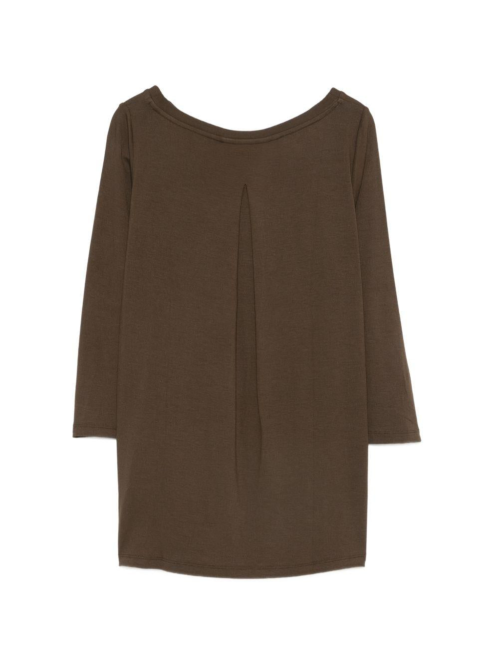 MAJESTIC FILATURES Maglia marrone con scollo a barca