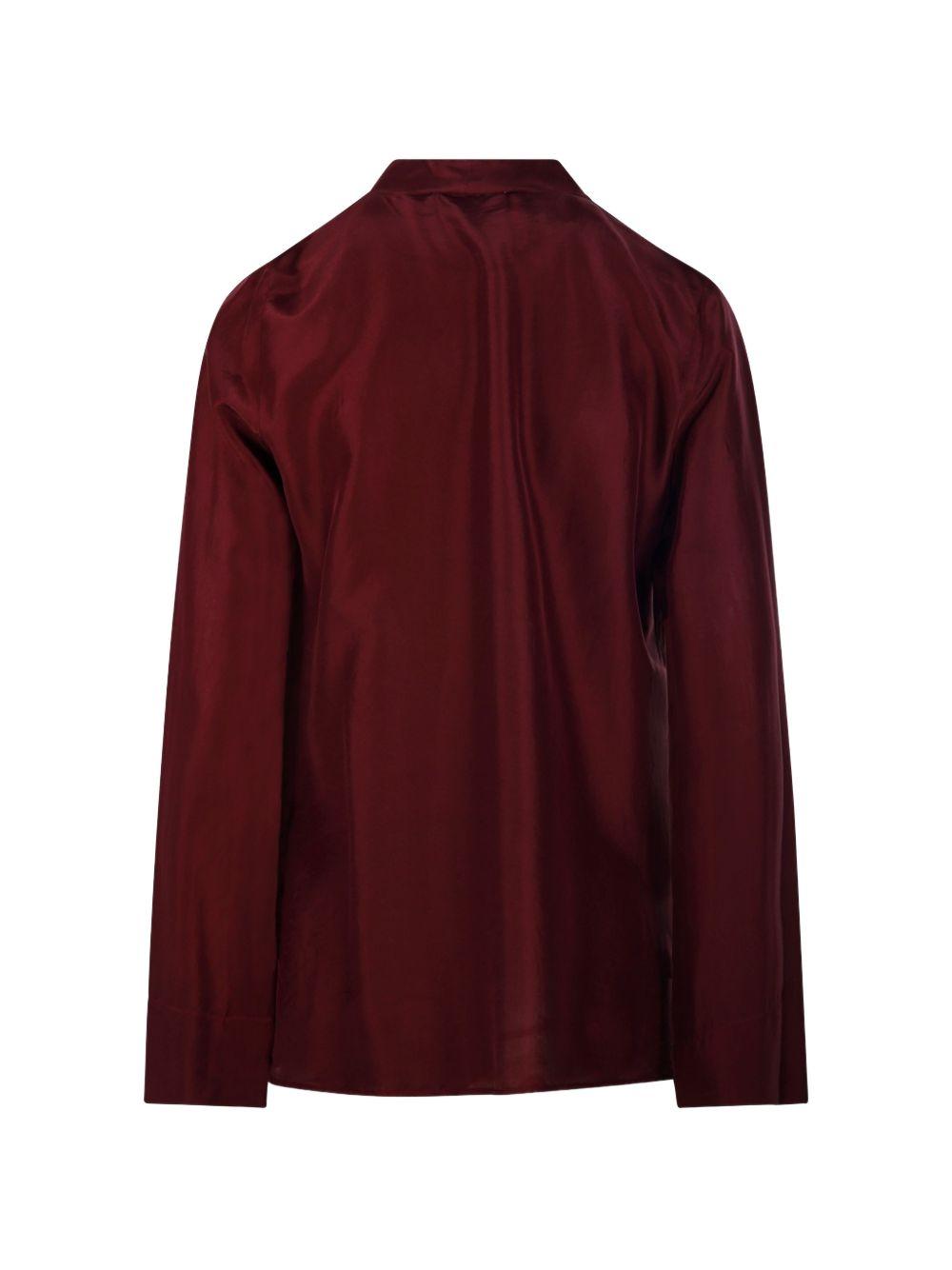 FORTE FORTE Camicia di seta rosso scuro