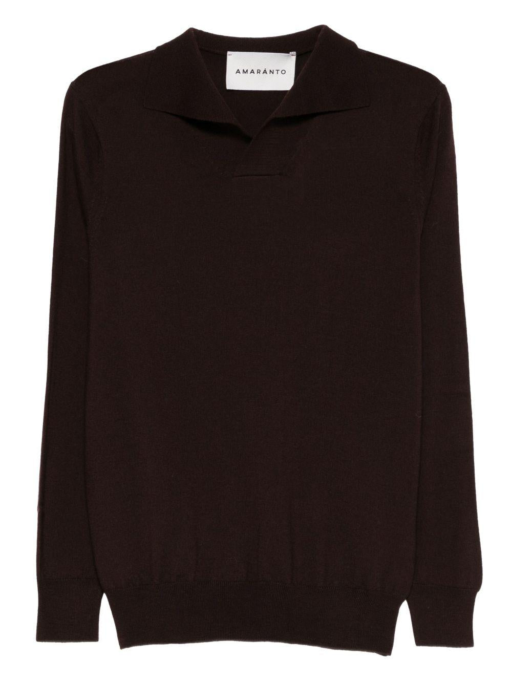 AMARANTO Maglia marrone con colletto