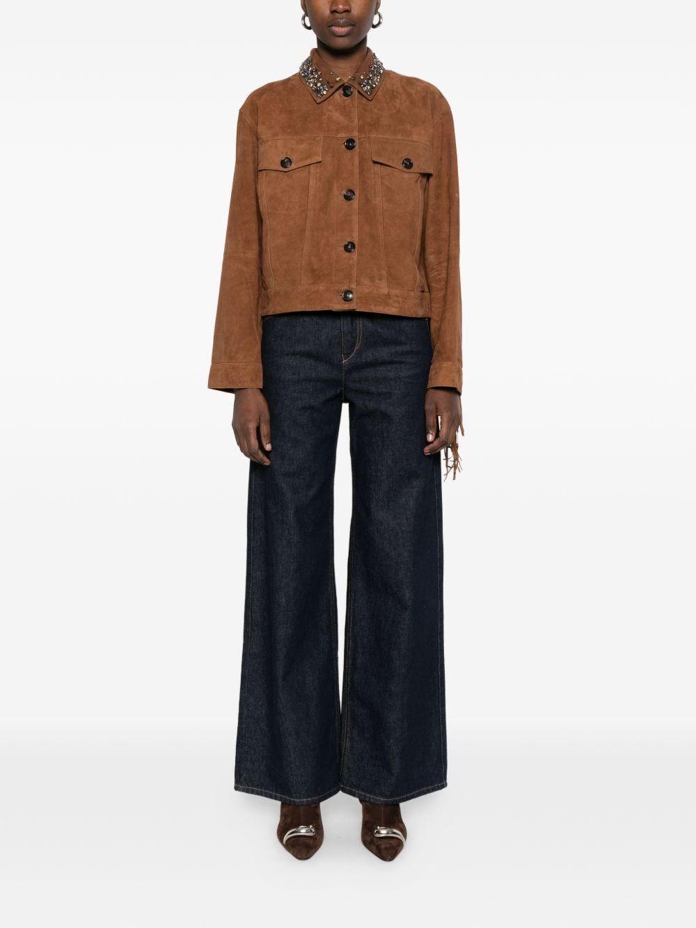 ERMANNO FIRENZE Giacca in suede marrone con frange