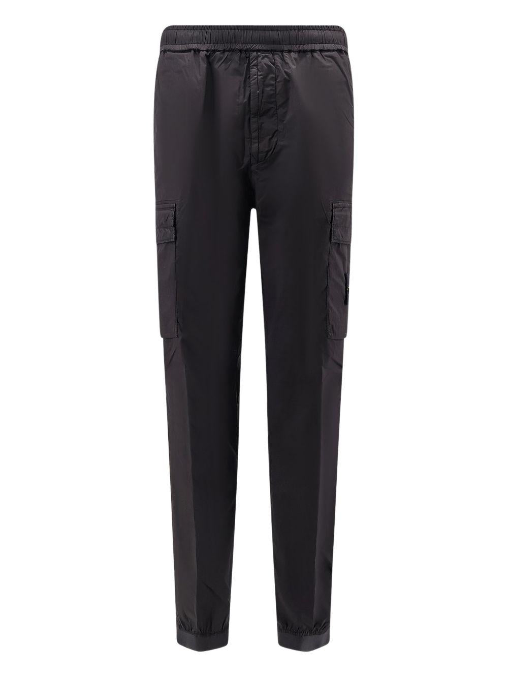 STONE ISLAND Pantaloni neri con patch logo e tasche