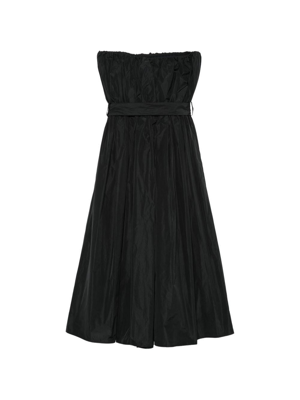 MSGM Abito nero con cintura in vita senza spalline