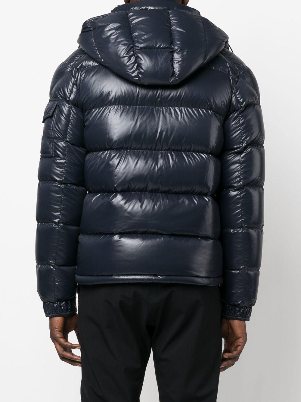 MONCLER Piumino corto blu con cappuccio
