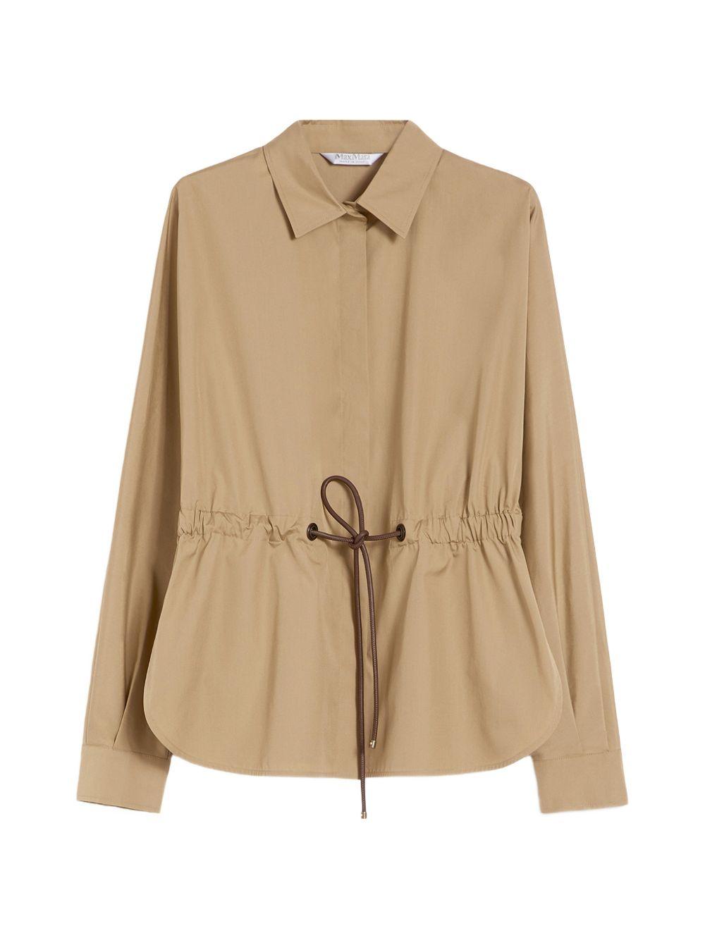 MAX MARA Camicia Tazzina in cotone beige con elastico