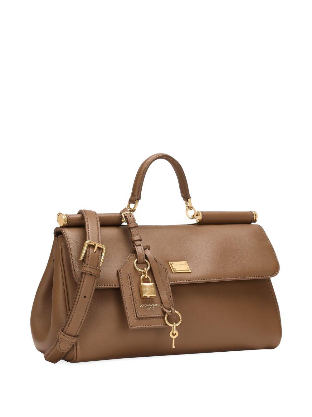DOLCE e GABBANA Borsa tote 'Sicily' in pelle cammello