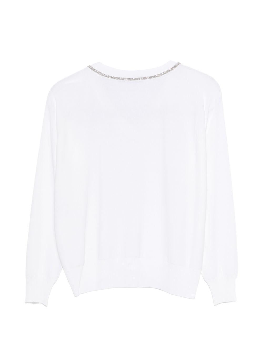 D EXTERIOR Maglia bianca con scollo a V con decorazione