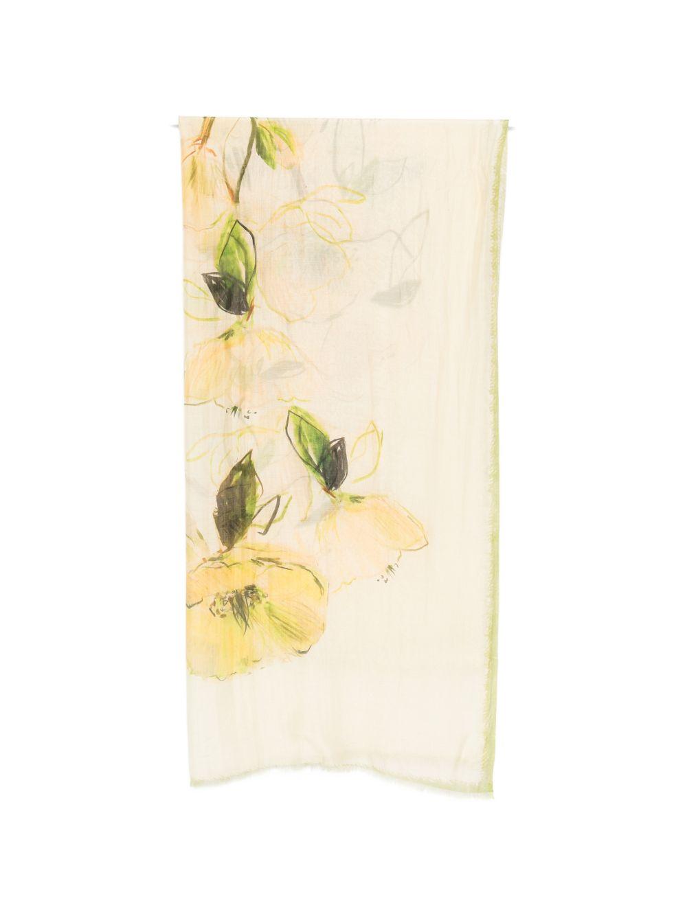 SGOMBERO CANTINE Sciarpa leggera Orione con stampa floreale sui toni del giallo