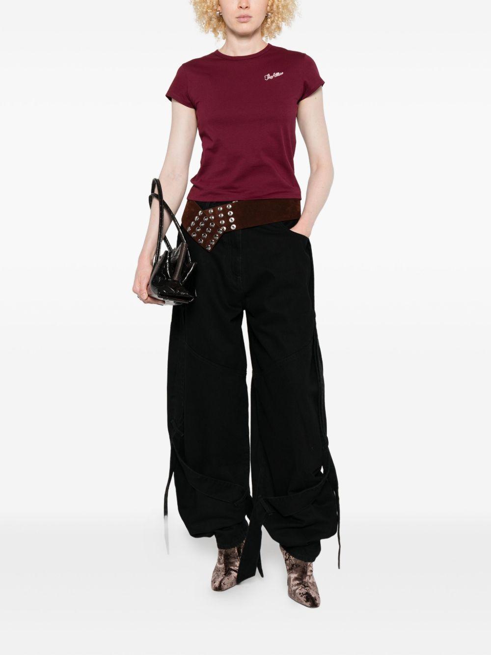 THE ATTICO T-shirt in cotone bordeaux con logo ricamato