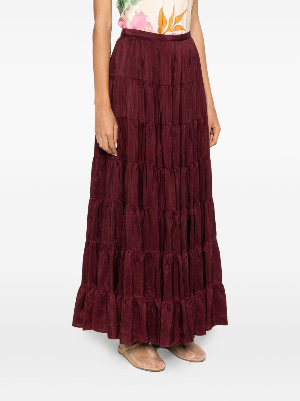 FORTE FORTE Gonna lunga in seta bordeaux
