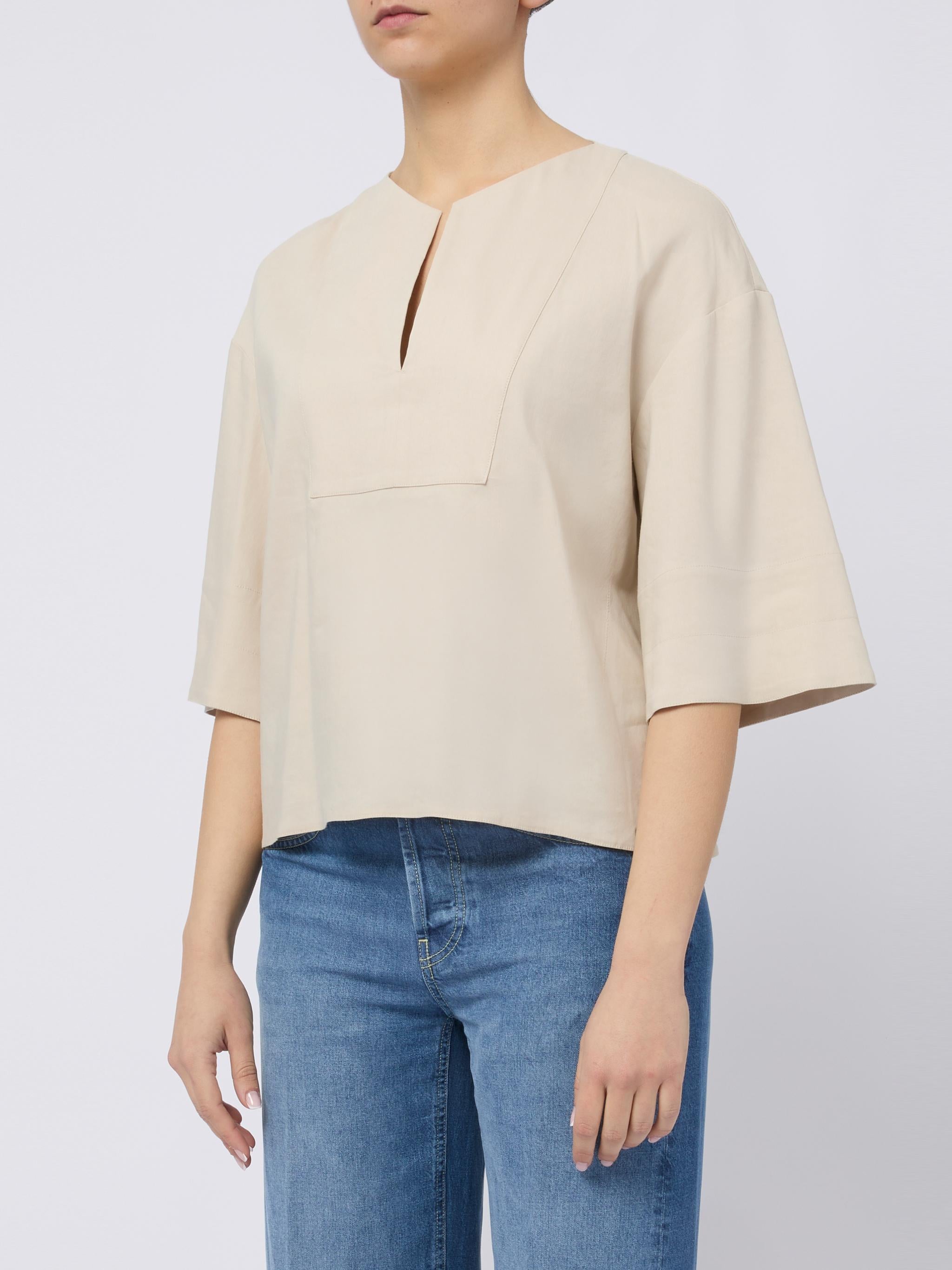 MAX MARA Blusa beige Sospiro con maniche a 3/4