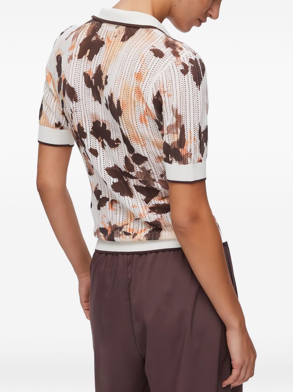 LIUJO T-shirt multicolore con scollo a V e stampa marrone