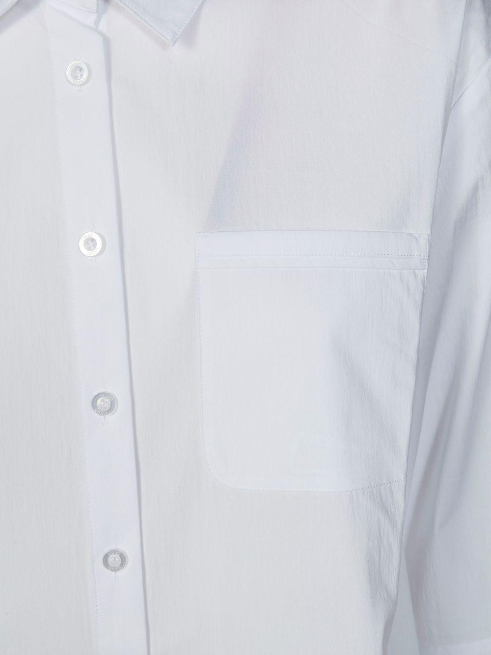 LIUJO Camicia con coulisse in vita e maniche 3/4 bianca
