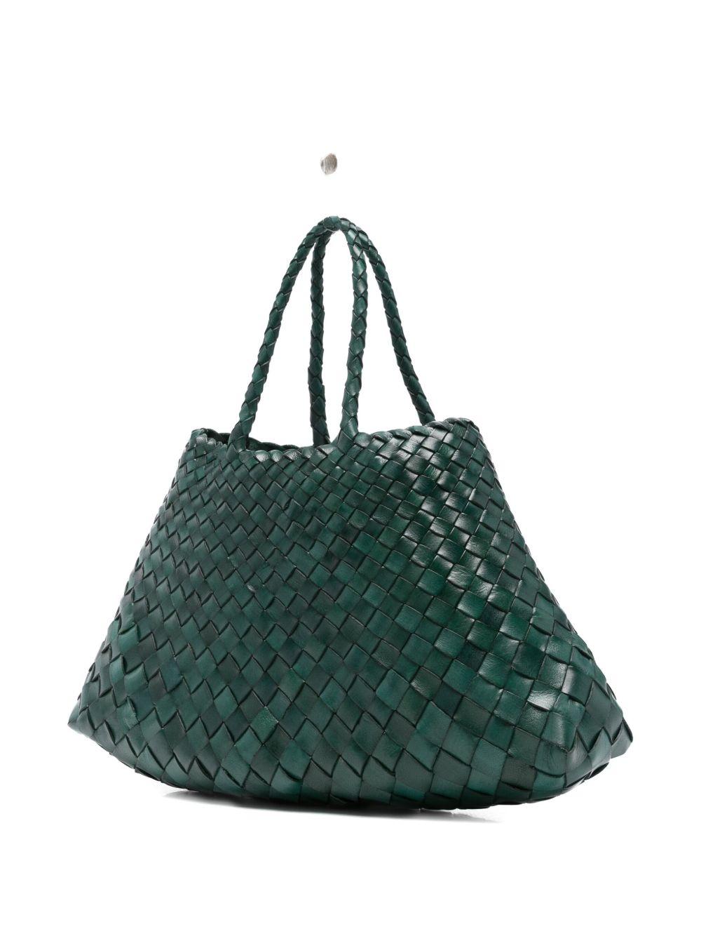 DRAGON DIFFUSION Borsa a mano 'Santa Croce' in pelle intrecciata verde