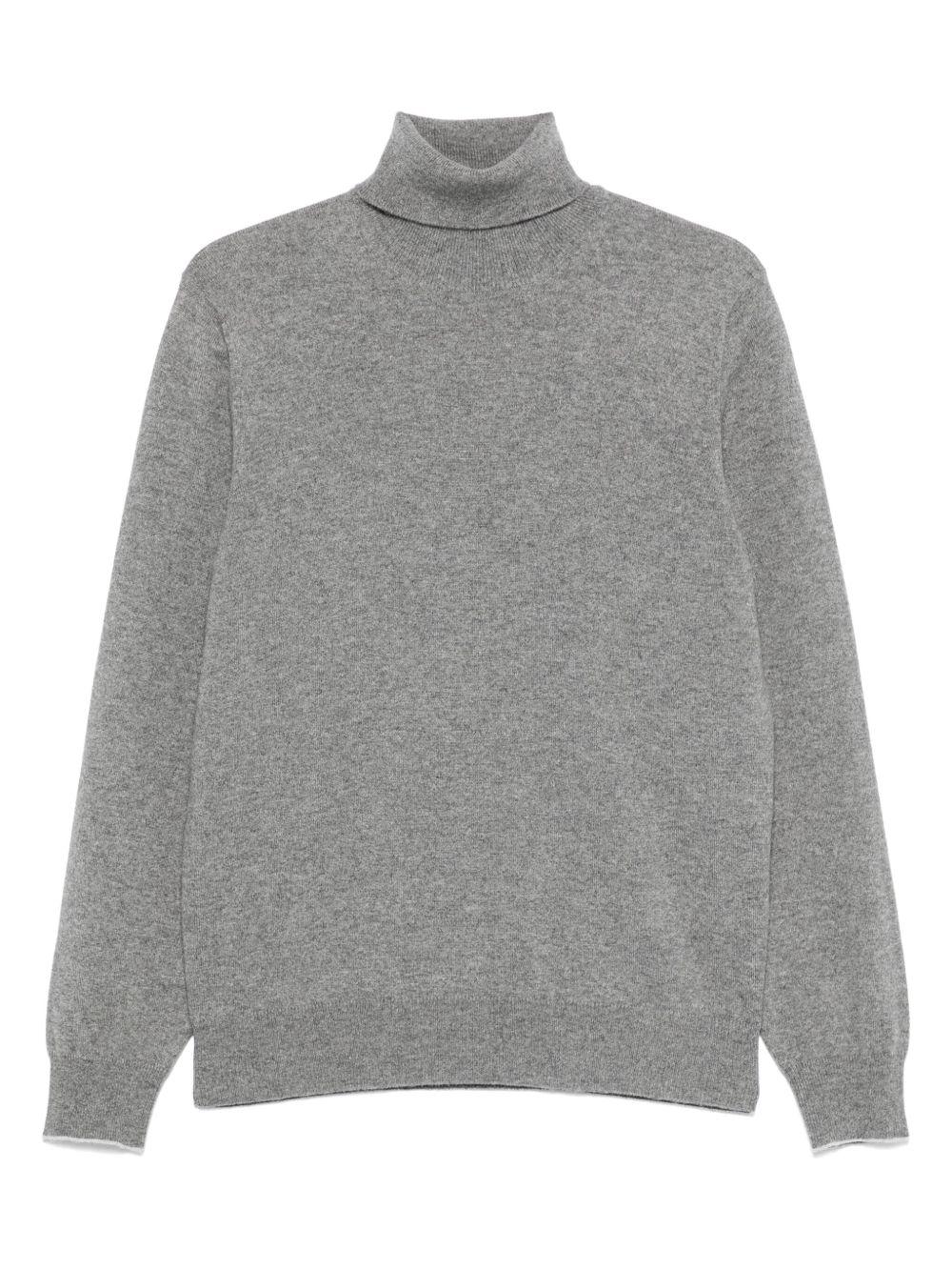 BRUNELLO CUCINELLI Maglia a collo alto in cashmere grigio