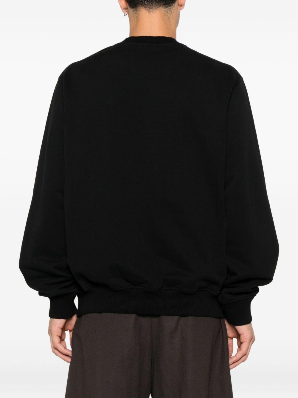 CASABLANCA Felpa nera in cotone con stampa