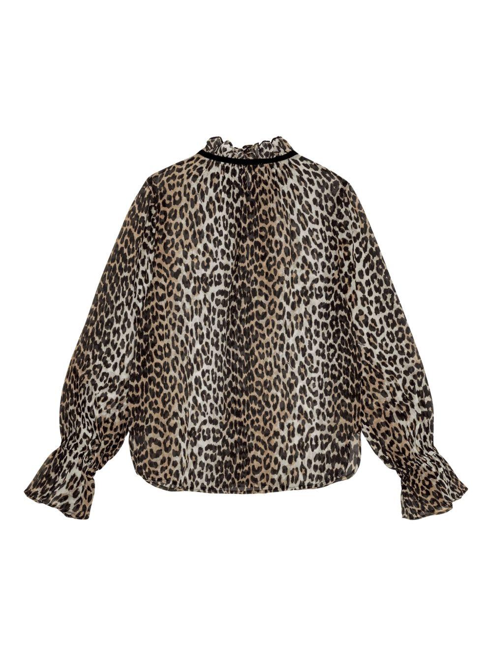 GANNI Blusa con stampa leopardata