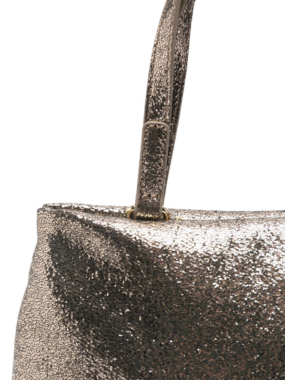 LOVE MOSCHINO Borsa a mano tote con texture dorata e logo
