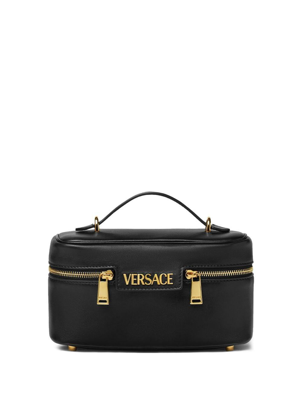 VERSACE Borsa 'Vanity Versace Tag' in pelle nera