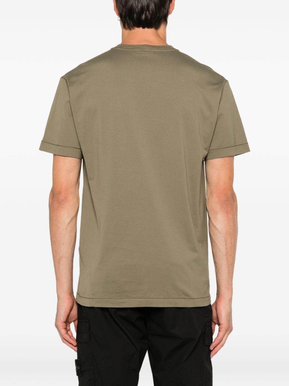 STONE ISLAND T-shirt in cotone verde con logo sul petto