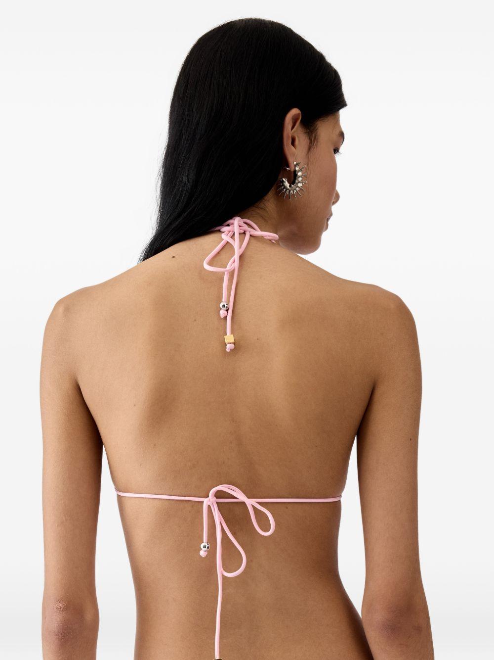 JACQUEMUS Top bikini Triangle rosa con perline