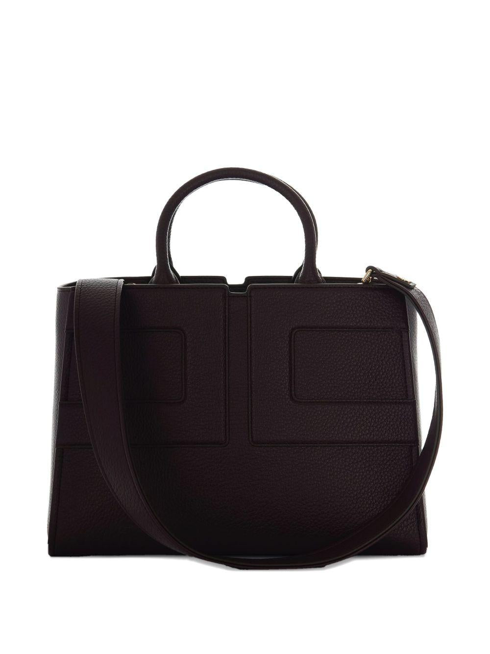 ELISABETTA FRANCHI Borsa tote burgundy con logo in rilievo