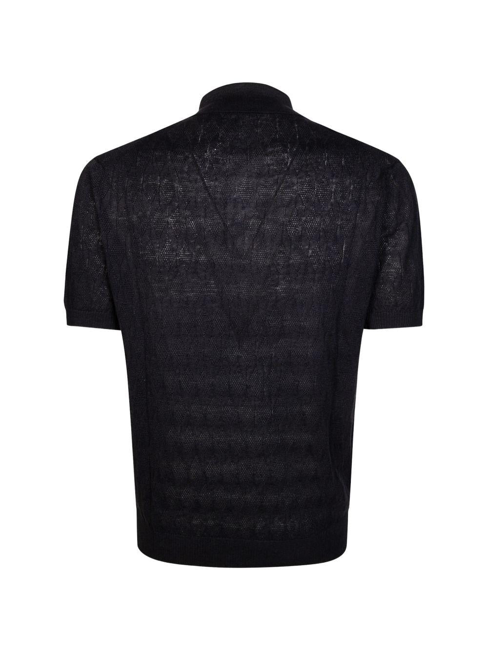 DANIELE FIESOLI Polo leggera in lino misto cotone nero