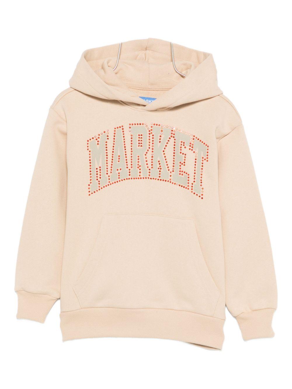 MARKET Felpa in cotone beige con logo