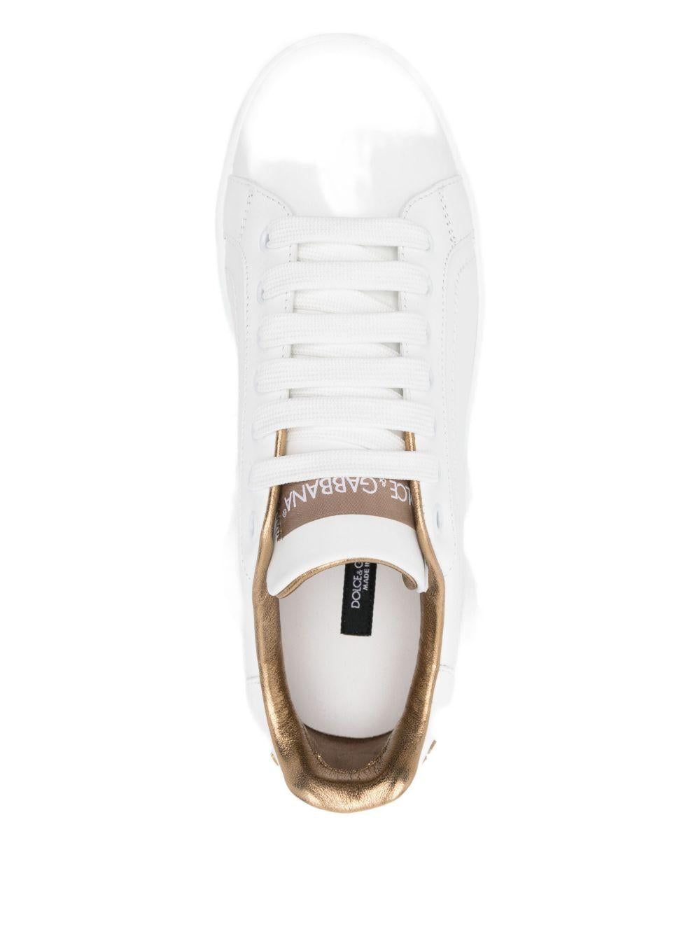 DOLCE e GABBANA Sneakers 'Portofino' in pelle di vitello bianca