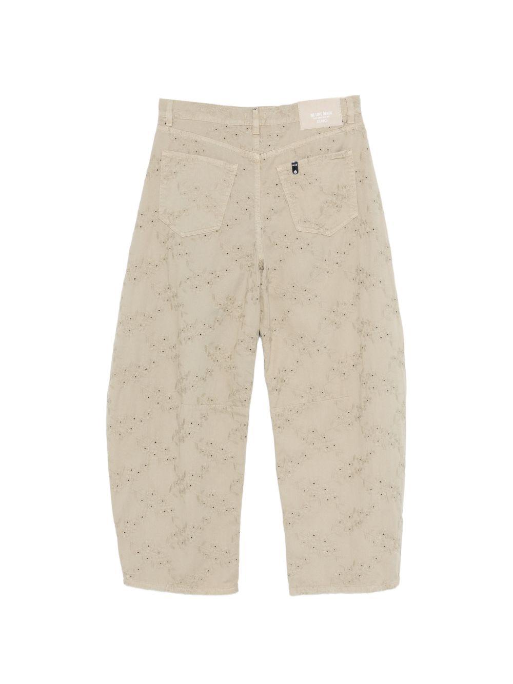 LIUJO Pantaloni baloon beige con ricami