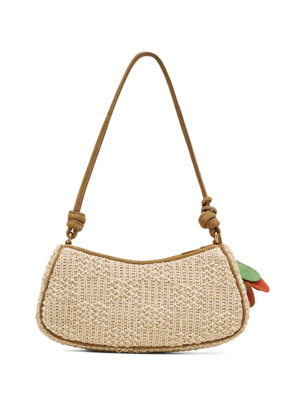 MARC JACOBS Borsa beige in crochet con charm a fiore