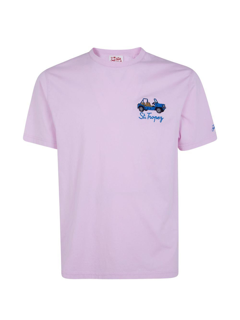 MC2 SAINT BARTH T-shirt Portofino in cotone lilla con ricamo