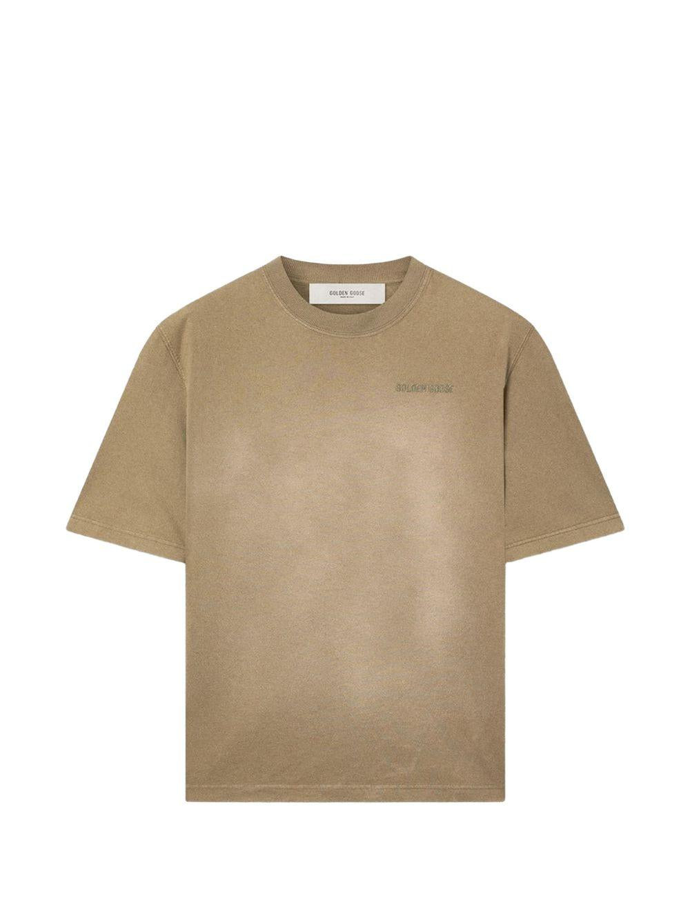 GOLDEN GOOSE T-shirt in cotone beige a maniche corte