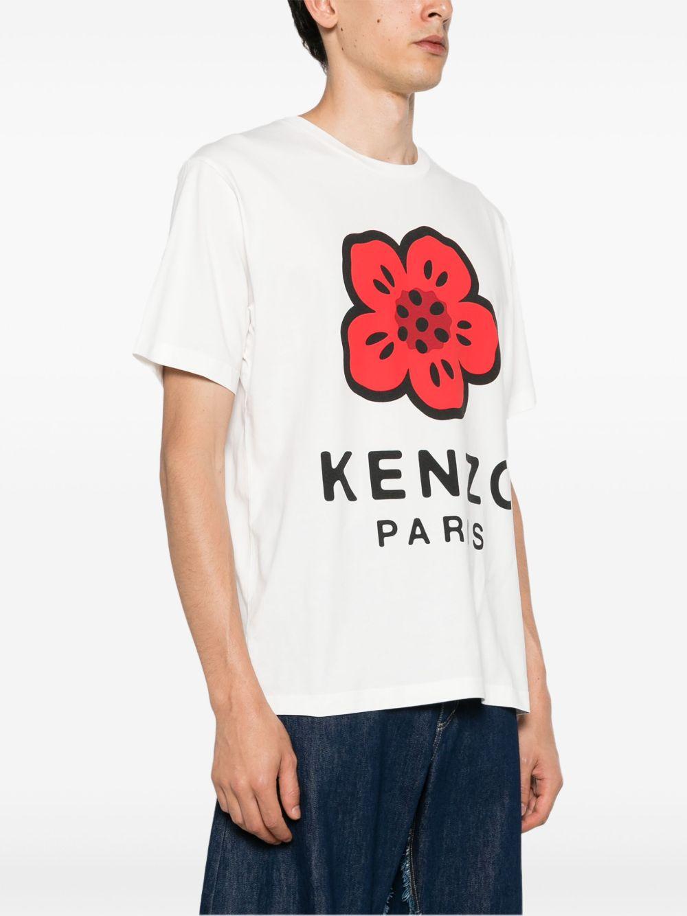KENZO T-shirt in cotone bianco con stampa fiore