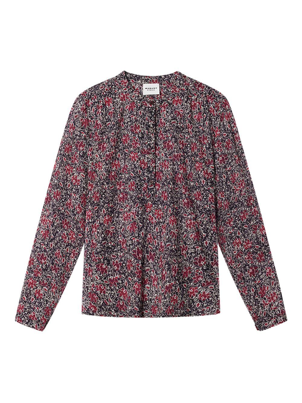 MARANT ETOILE Camicia cremisi in cotone con stampa floreale