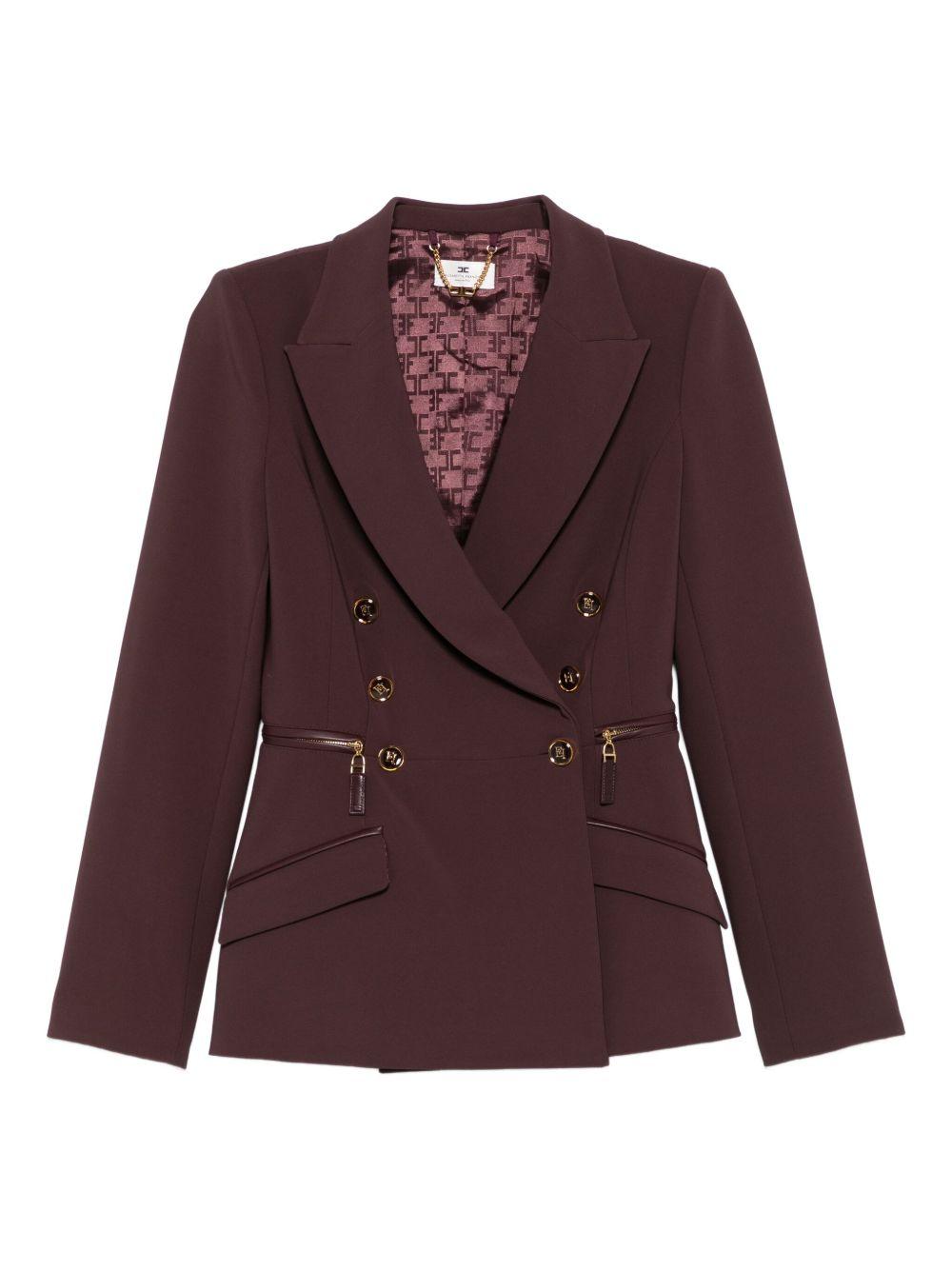 ELISABETTA FRANCHI Blazer doppiopetto in crepe bordeaux