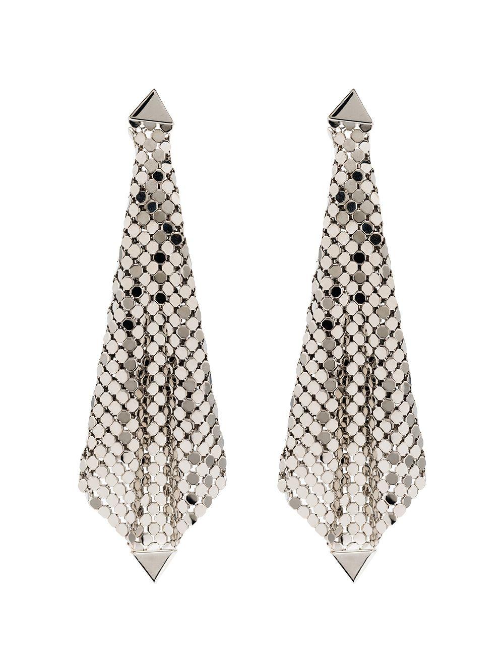 RABANNE Orecchini in metallo argentato ispirati alla chainmail