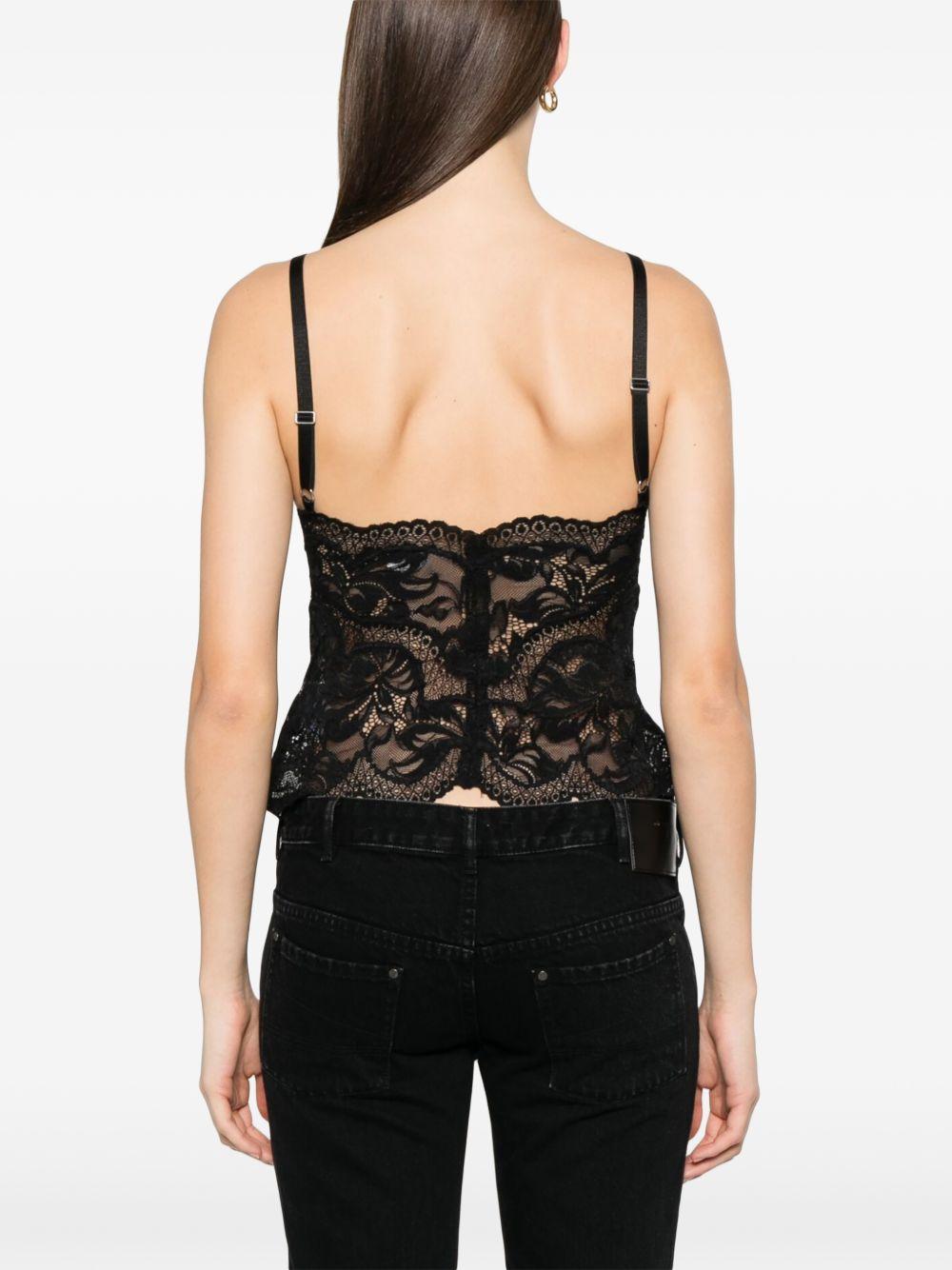 RABANNE Top nero in pizzo con scollo a V