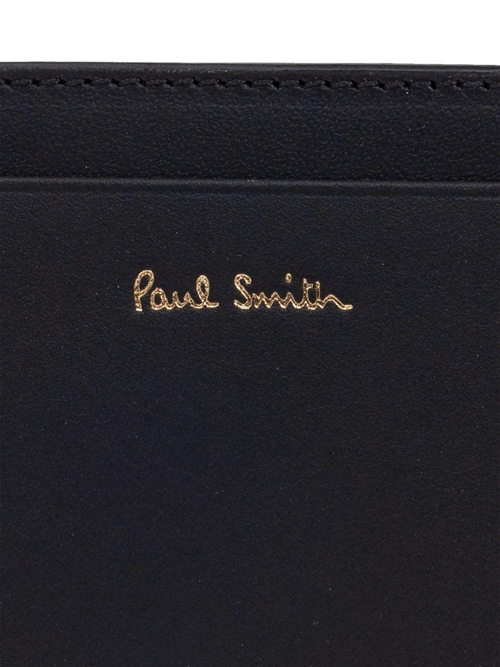 PAUL SMITH Portacarte un pelle nera con strisce colorate