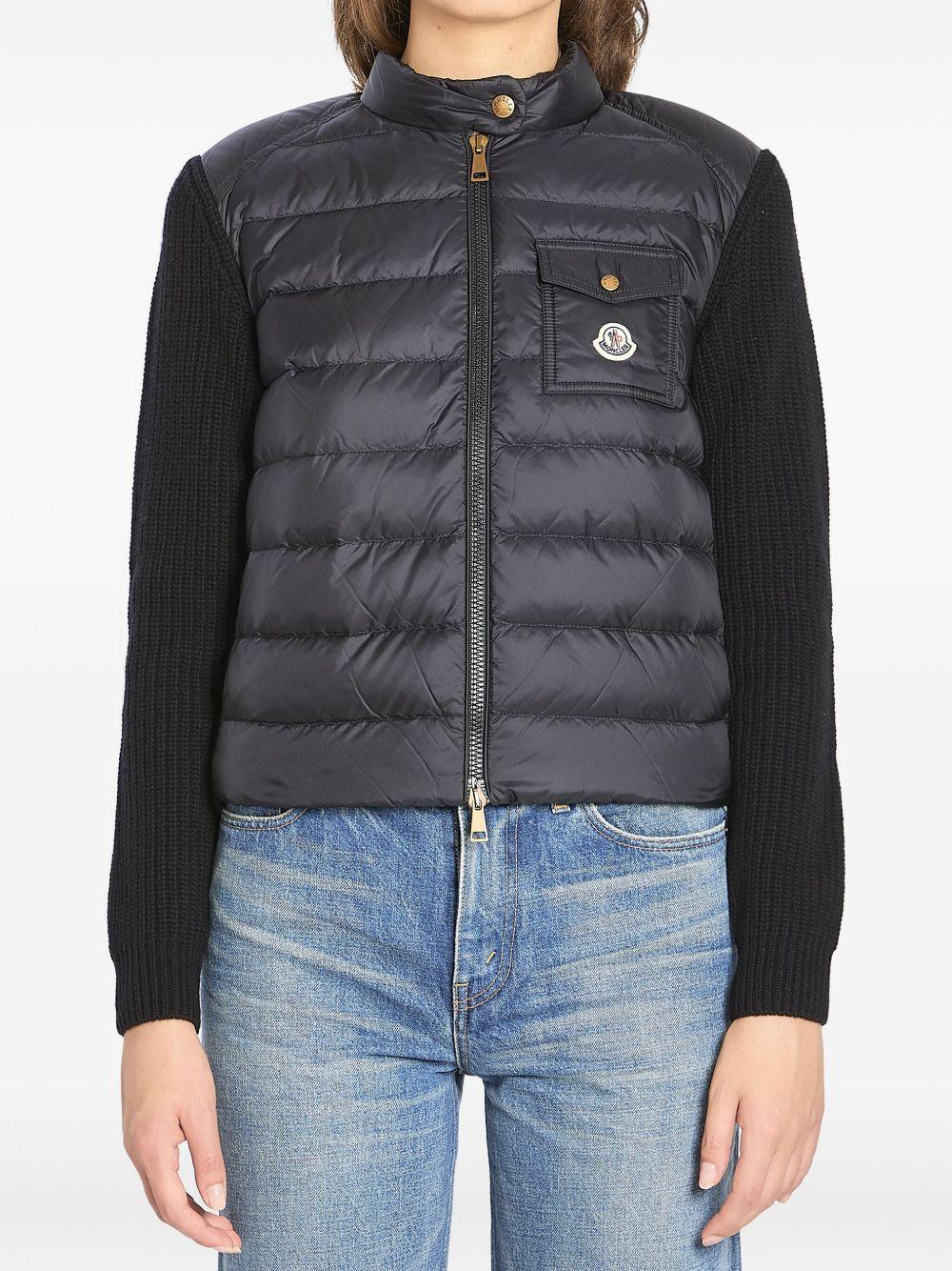 MONCLER Cardigan con zip imbottito nero