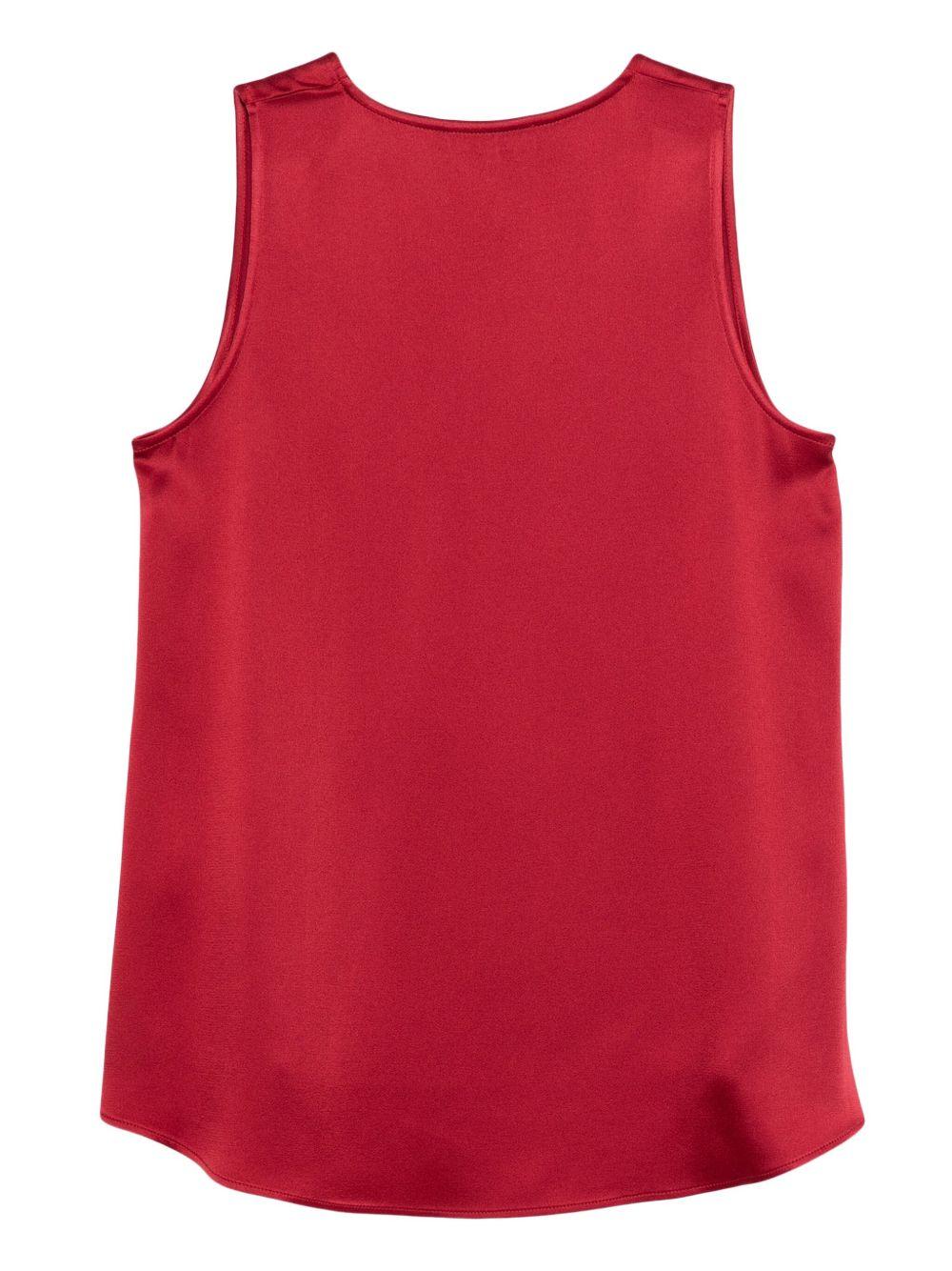 ANTONELLI Top rosso senza maniche in raso con scollo a V