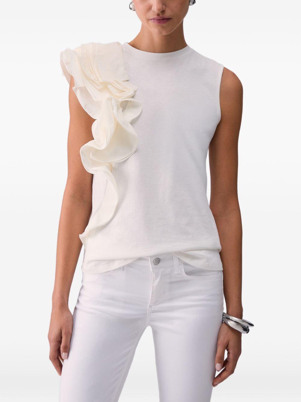 LIUJO T-shirt con rouches laterali bianca