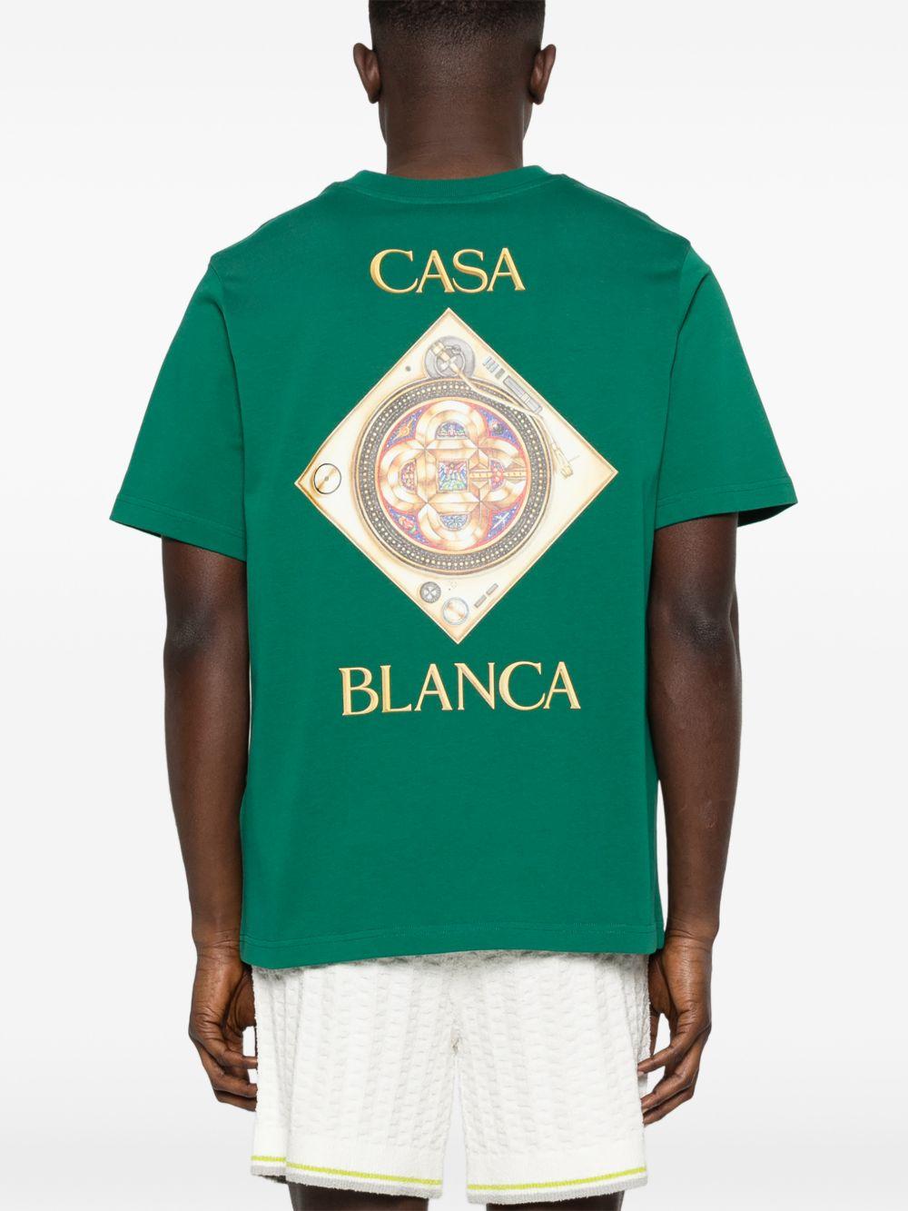 CASABLANCA T-shirt verde con stampa grafica