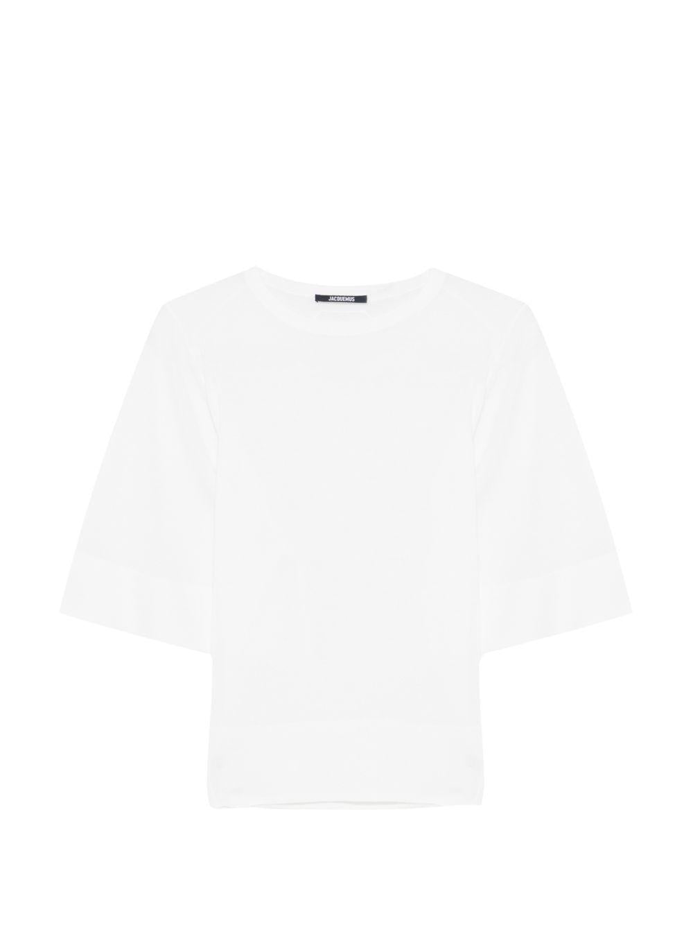 JACQUEMUS Maglia Mananco bianca in lana e seta