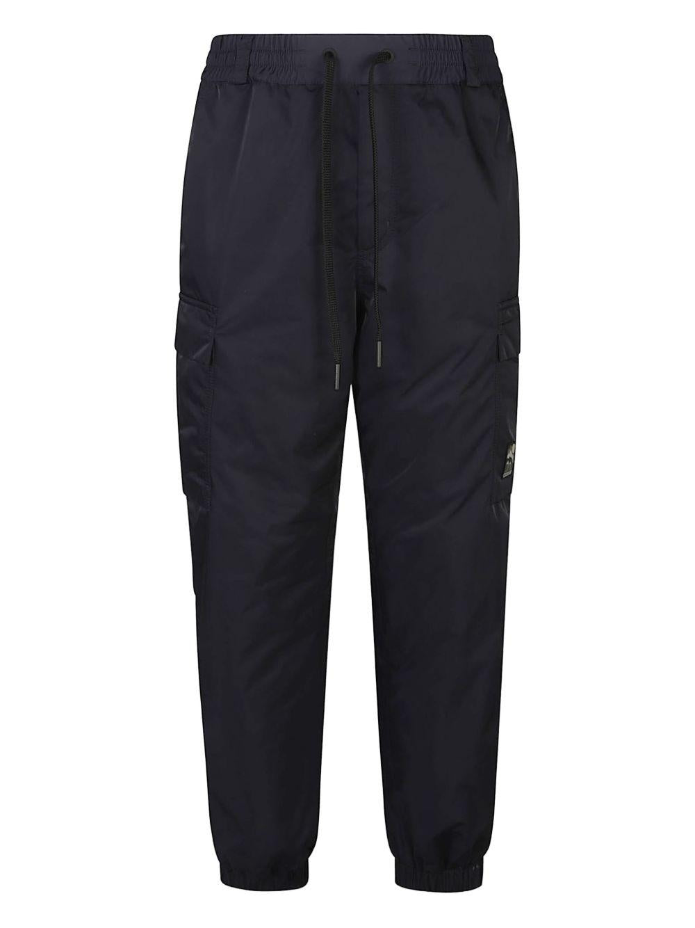 MONCLER GRENOBLE Pantaloni cargo in gabardine blu navy