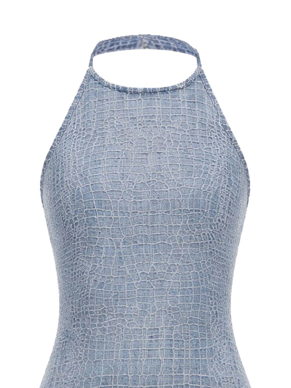 SELF PORTRAIT Abito corto azzurro con scollo alter ed effetto cocco