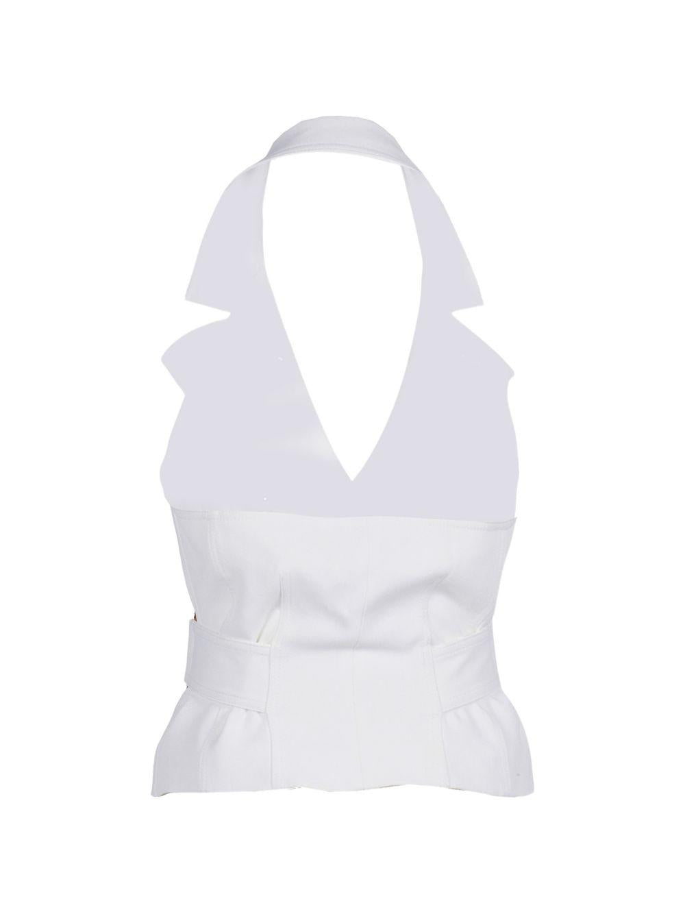 ELISABETTA FRANCHI Gilet bianco con cintura in vita